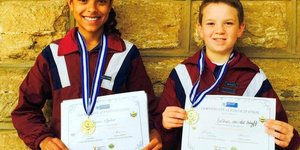 Ethan van der Schyff and Imaan Sydow (Okkie Smuts Primary School, Stanford) represented the  Overberg District at the Western Cape Provincial Spelling Bee 2015 that took place on Saturday, 19 September 2015 at Pelican Park Primary in Grassy Park. Mrs Christien Haxton, their mentor teacher, accompanied them. 33 learners from 11 districts took part. Imaan achieved 5th place and Ethan 7th place out of the 33 participants. We are very proud Okkies!